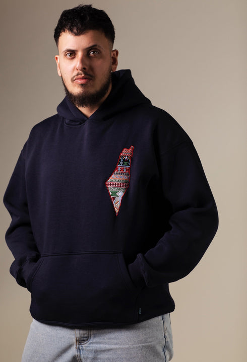 Hoodie - Palestine map embroidery