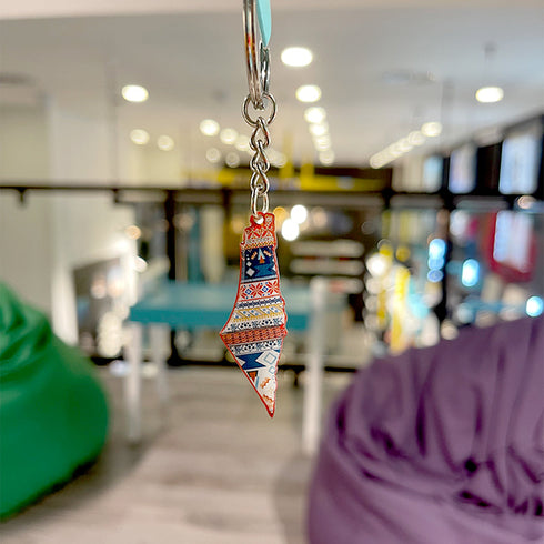 Keychain- Palestine Map Tatreez