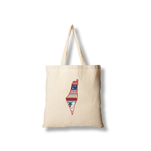 Tote Bag - Palestine Map Tatreez Embroidery